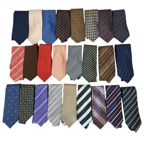 25 pc lot men's neck ties bundle Angelo Rossi Stafford Geoffrey Beene Van Heusen